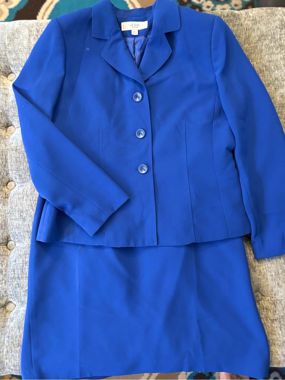 Le Suit Electric Blue Women's Skirt Suit